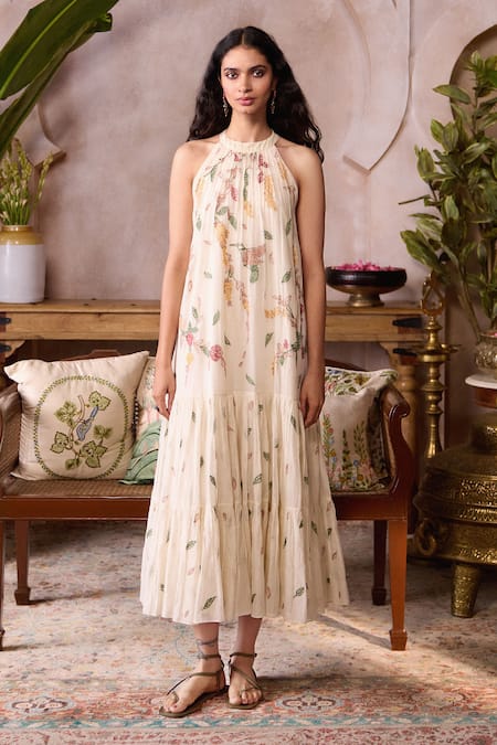 Grassroot By Anita Dongre Dacelo Hand Embroidered Sewa Tiered Dress 