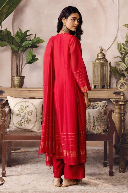 Grassroot By Anita Dongre Ruska Handwoven Maheshwari Kurta & Pant Set 