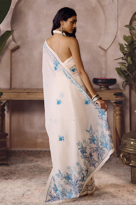 Grassroot By Anita Dongre Claravis Hand Embroidered Saree With Unstitched Blouse Piece 