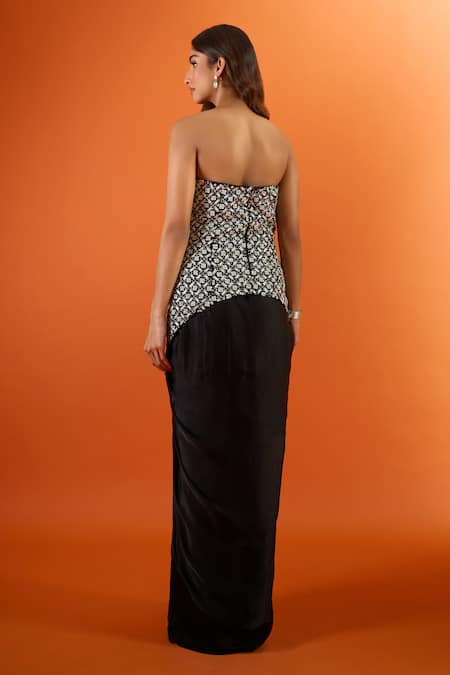 Couture By Niharika Embroidered Corset With Draped Skirt 