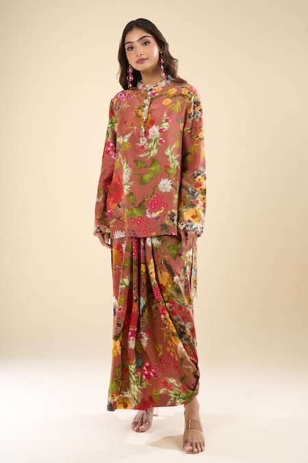 Anamika Khanna Printed Kurta & Skirt Set 