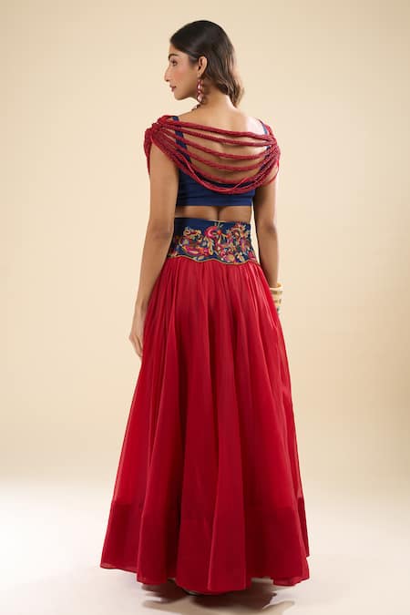 Anamika Khanna Line Embroidered Cape Lehenga Set 