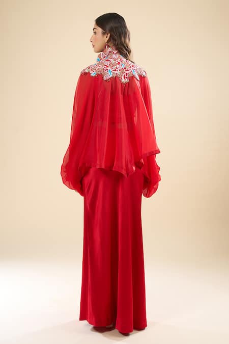 Anamika Khanna Embroidered Cape Draped Skirt Set 
