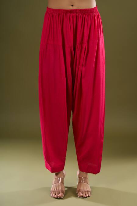 Sheetal Batra_Pink Embroidery, Zari, Gota Patti Split V-neck Gathered Kurta Set _at_Aza_Fashions