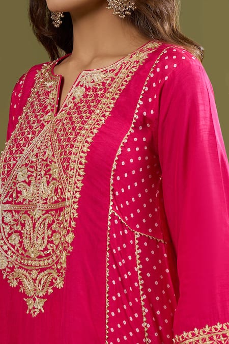 Buy Sheetal Batra Pink Embroidery, Gota Patti Split V-neck Kurta And Salwar Set Online at Aza Fashions Buy_Sheetal Batra_Pink Embroidery, Gota Patti Split V-neck Kurta And Salwar Set _Online_at_Aza_Fashions