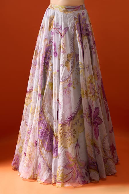 Mahima Mahajan_Purple Sequins, Stones, Embroidery, Zari Sweetheart Floral Print Lehenga Set _Online_at_Aza_Fashions