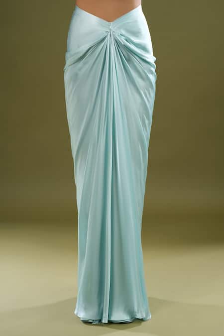 Shop_COUTURE BY NIHARIKA_Sky Blue Embroidery Round , Square Cape Skirt Set _Online_at_Aza_Fashions