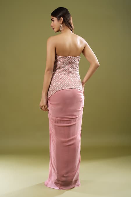 COUTURE BY NIHARIKA Embroidered Corset With Draped Skirt 