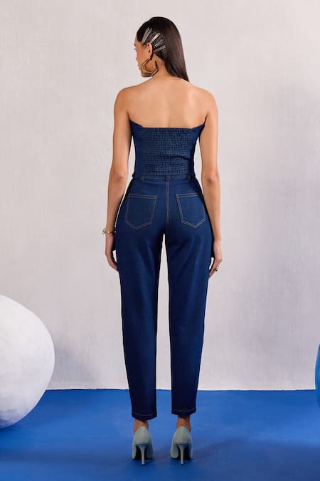 Zazu Denim Scalloped Corset & Pant Set 