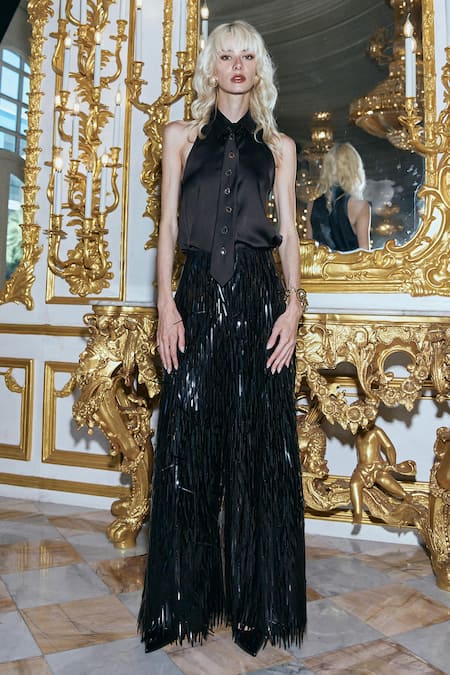 Dash And Dot Halter Shirt With Bejeweled Tie 