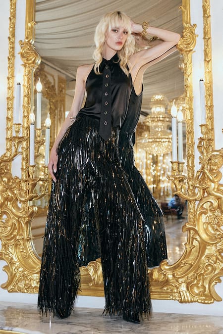 Dash And Dot Cascading Sequin Fringe Pant & Shirt Set 