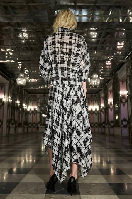 Dash And Dot Monochrome Sequin Work Draped Shirt