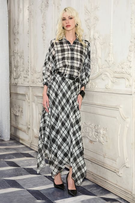 Dash And Dot Draped Shirt & Handkerchief Hem Skirt Set