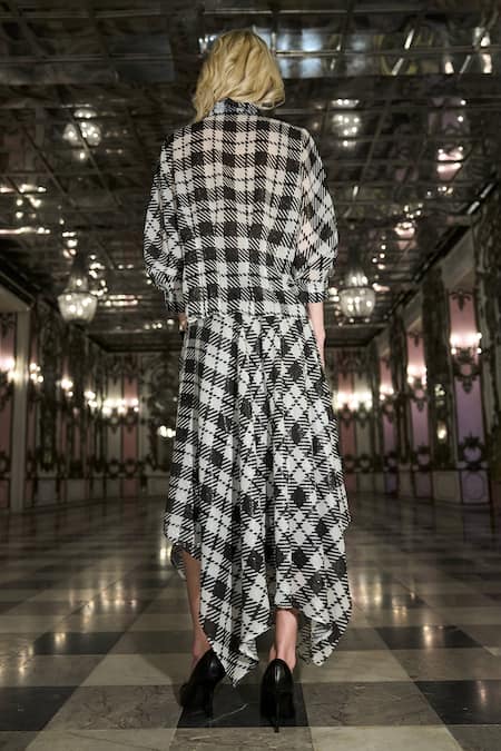 Dash And Dot Draped Shirt & Handkerchief Hem Skirt Set