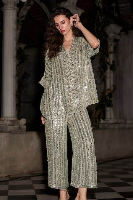 Dash And Dot Sequin Embroidered Pant 