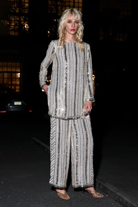 Dash And Dot Ivory Gold Sequin Top & Pant Set 