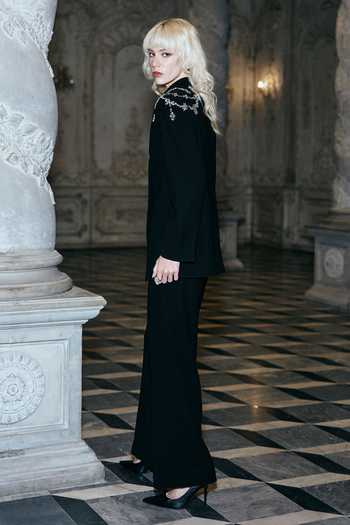 Dash And Dot_Black Polyester Straight Cut Pant _Online_at_Aza_Fashions