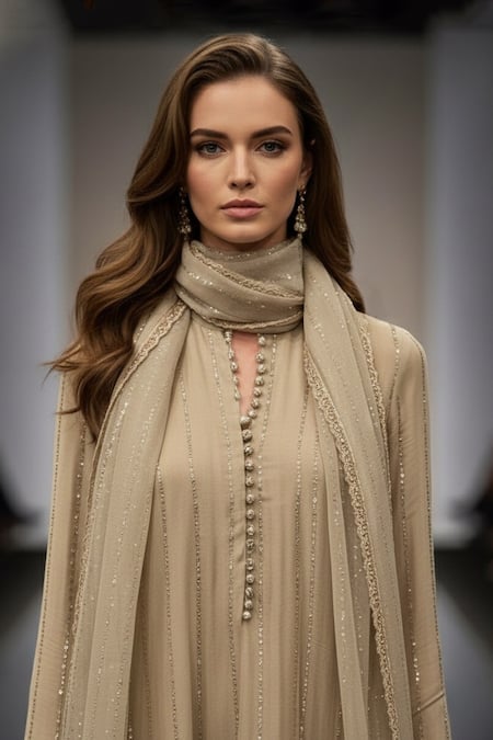 Nikita Mhaisalkar_Off White Georgette Embroidery, Sequins, Baroque Handwork Kurta Salwar Set _Online_at_Aza_Fashions