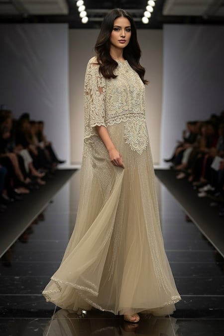 Nikita Mhaisalkar Hand Embroidered Kaftan Set