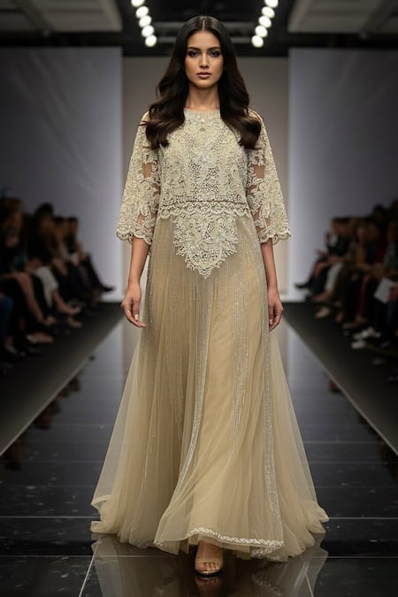 Nikita Mhaisalkar Hand Embroidered Kaftan Set