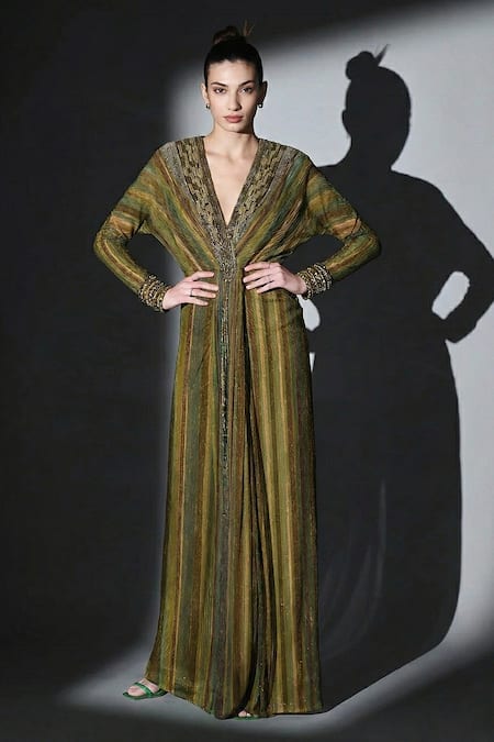 Nikita Mhaisalkar Striped Draped Dress 