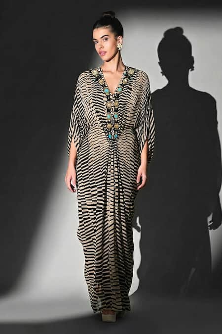 Nikita Mhaisalkar Byzantine Print & Embroidered Kaftan Set