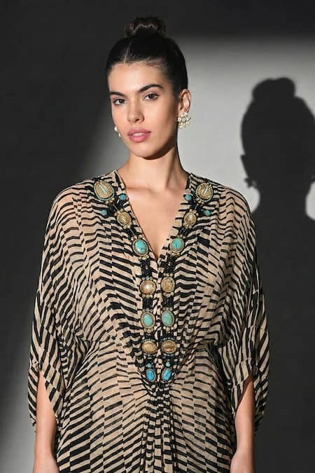 Nikita Mhaisalkar Byzantine Print & Embroidered Kaftan Set