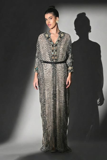 Nikita Mhaisalkar Byzantine Print & Embellished Kaftan Set 