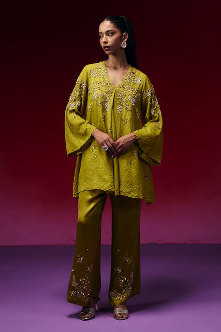 One Not Two Floral Clusters Embroidered Kurta & Pant Set 
