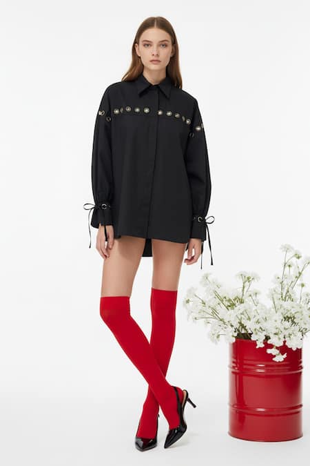 Studio Moda India Grommet Embellished Anti-Fit Shirt