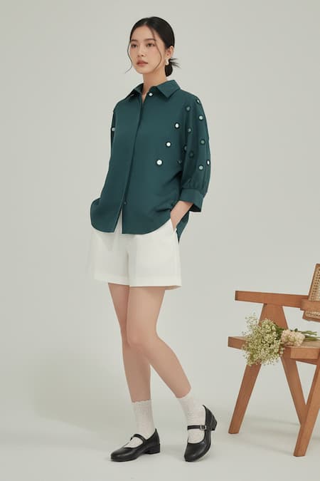 Studio Moda India Embellished Square Sleeve Shirt 