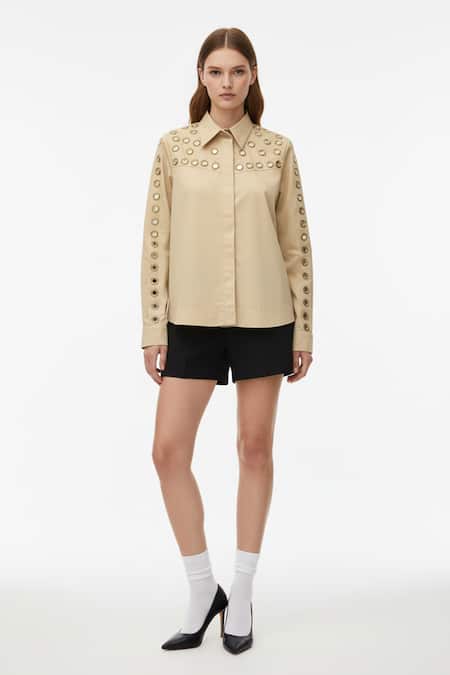 Studio Moda India V-Yoke Eyelet Embellished Shirt 