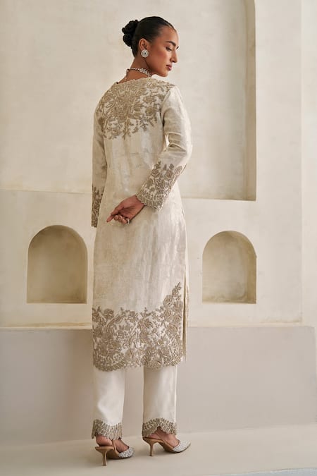 Pankaj & Nidhi Lunar Cora Embroidered Kurta & Pant Set 