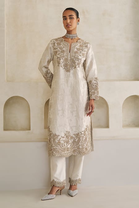 Pankaj & Nidhi Lunar Cora Embroidered Kurta & Pant Set 