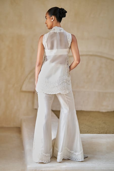 Pankaj & Nidhi Frosted Bloom Ornate Tunic Sharara Set 