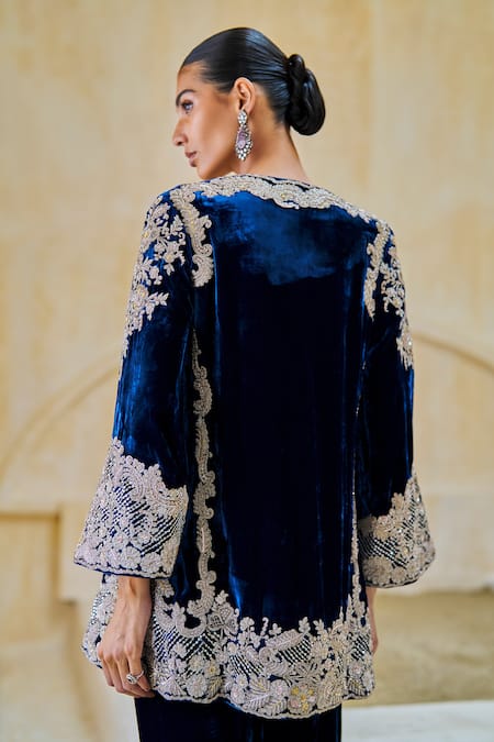 Pankaj & Nidhi Timeless Grace Velvet Jacket & Pant Set 