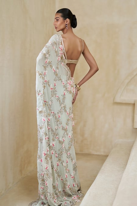 Pankaj & Nidhi Marina Mist Embellished Saree With Blouse 