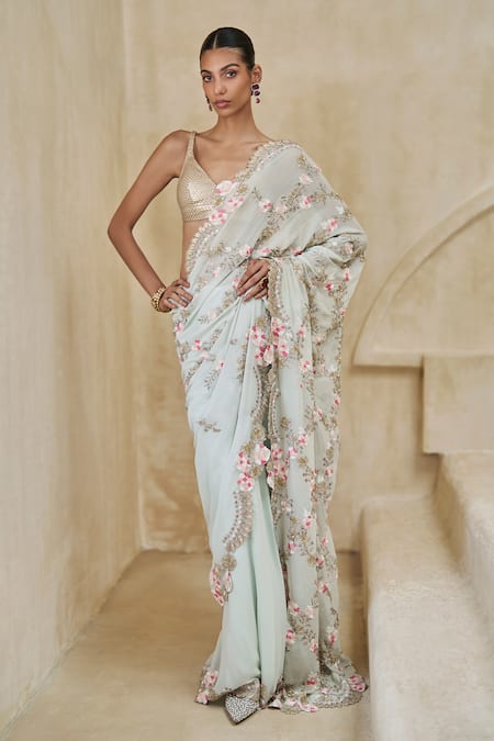 Pankaj & Nidhi Marina Mist Embellished Saree With Blouse 