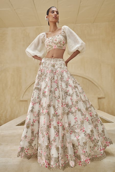 Pankaj & Nidhi Liatris Alba Embellished Lehenga & Blouse Set 