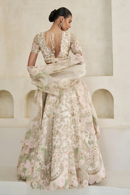 Pankaj & Nidhi Myrtle Blooming Hand Embellished Lehenga Set 