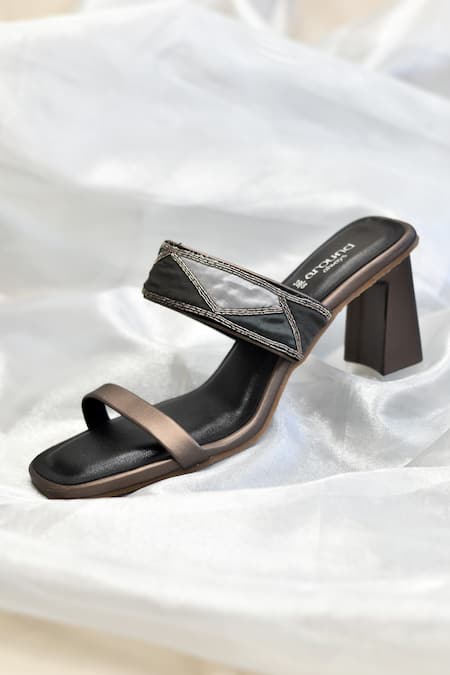 Around Always Ebony Embroidered Block Heels 