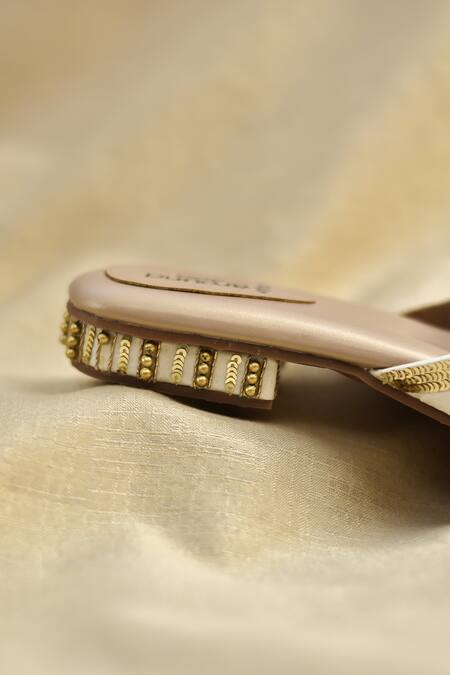 Around Always_Gold Beads, Sequins Twinkle Embroidered Slip-ons _Online_at_Aza_Fashions