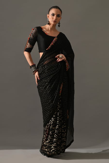 Medha Textured Cocktail Saree With Blouse 