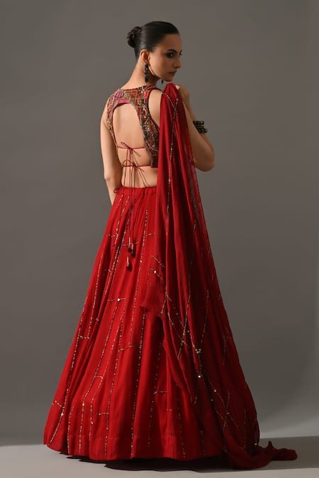 Medha Gulab Hand Embroidered Lehenga Set 