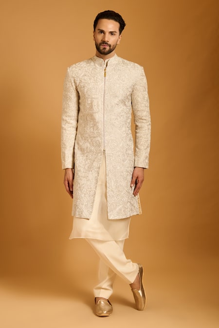 Siddartha Tytler Floral Thread Work Sherwani Set 