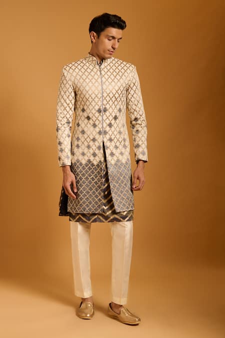 Siddartha Tytler Applique Zipper Sherwani Set 