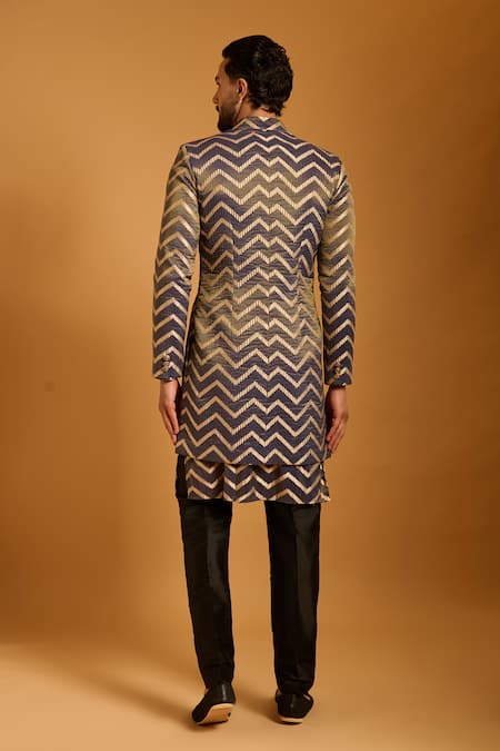 Siddartha Tytler Chevron Pattern Sherwani Set 
