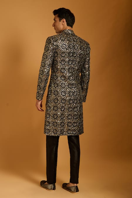 Siddartha Tytler Sequin Floral Work Sherwani Set 