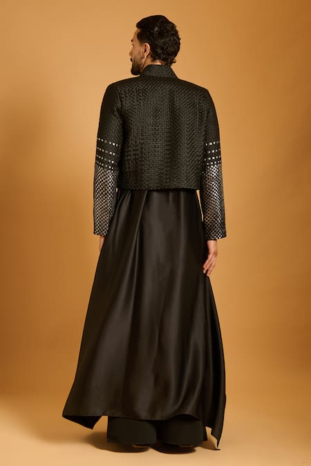 Siddartha Tytler Gunmental Highlighted Sleeves Jacket 