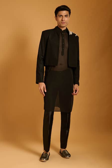 Siddartha Tytler Dragonfly Embroidered Jacket Pant Set 